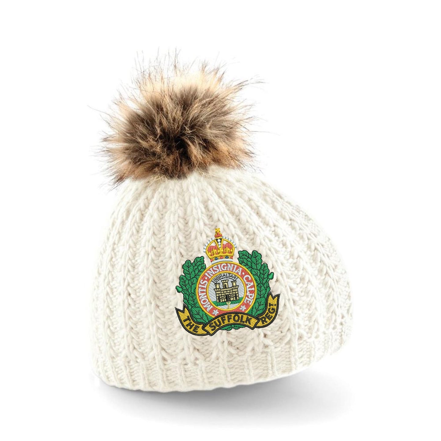 Suffolk Regiment Pom Pom Beanie Hat