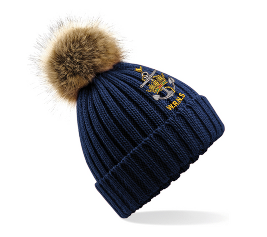 Women's Royal Naval Service (WRNS) Embroidered Turn Up Pom Pom Beanie
